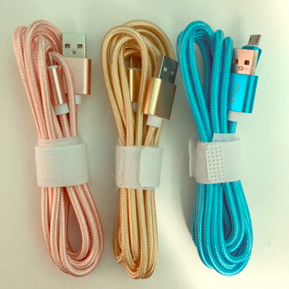 3 micro usb cables 6ft braided!